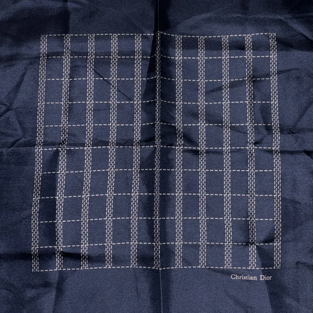 Christian Dior Navy Blue & White Scarf / Handkerchief LIKE NEW